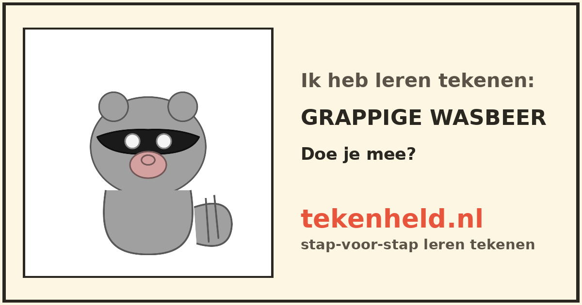 Voorbeeld: Grappige wasbeer tekenen in stappen