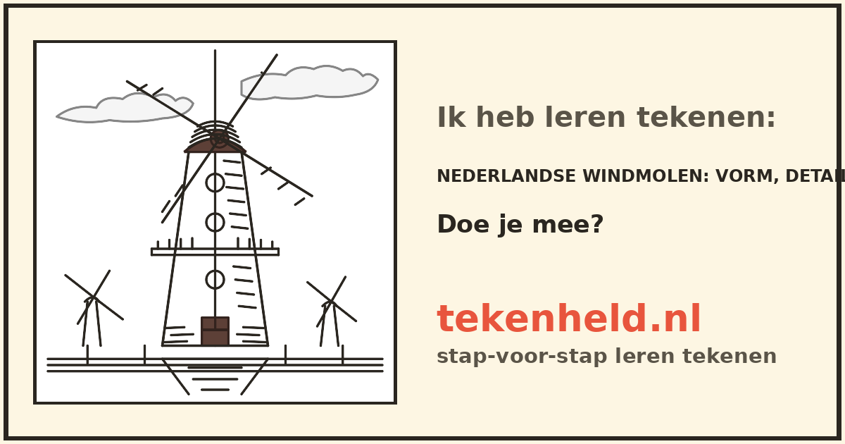 Voorbeeld: Nederlandse windmolen tekenen in stappen