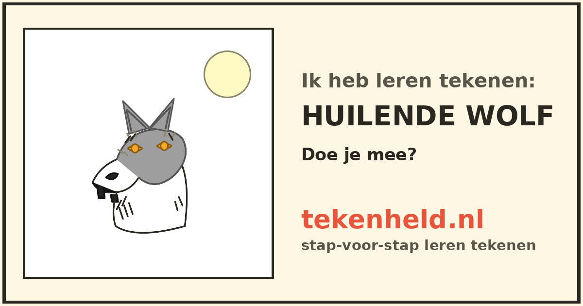 Voorbeeld: Huilende wolf tekenen in stappen