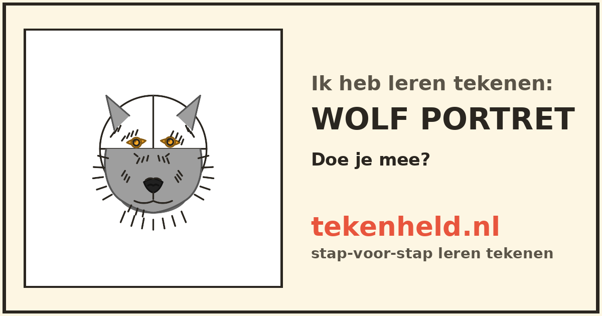 Voorbeeld: Wolf portret tekenen in stappen