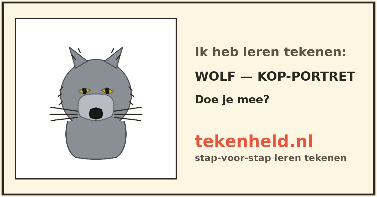 Voorbeeld: Wolf — kop-portret tekenen in stappen