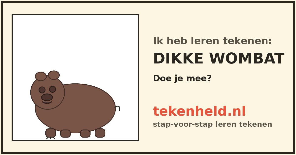 Voorbeeld: Dikke wombat tekenen in stappen