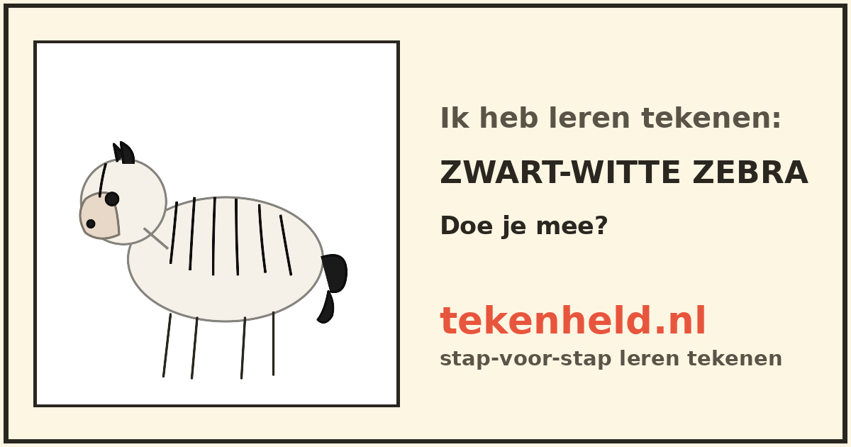 Voorbeeld: Zwart-witte zebra tekenen in stappen