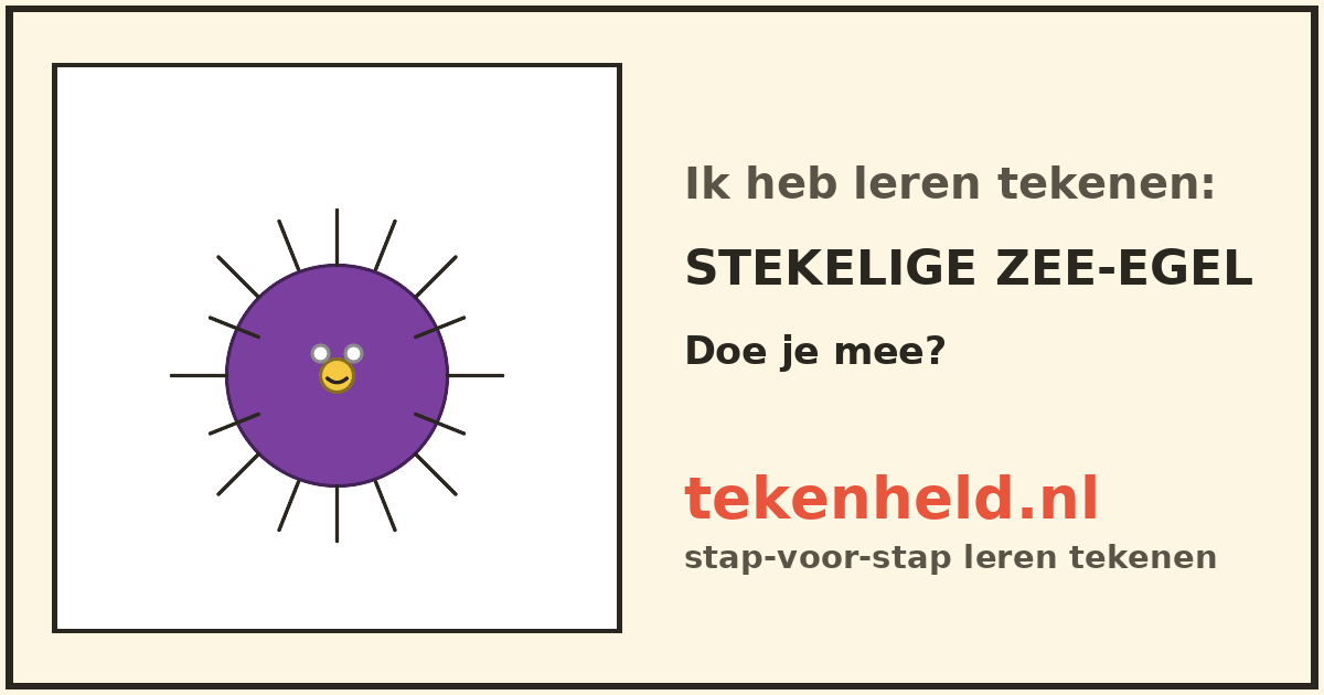 Voorbeeld: Stekelige zee-egel tekenen in stappen