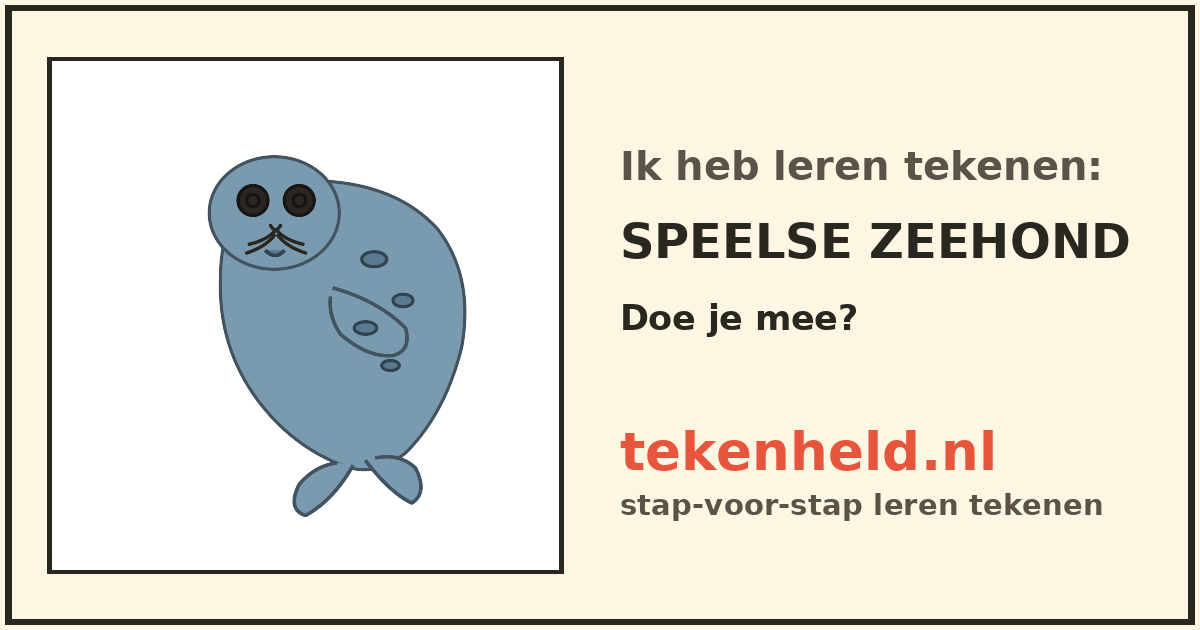 Voorbeeld: Speelse zeehond tekenen in stappen