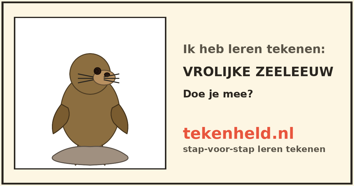 Voorbeeld: Vrolijke zeeleeuw tekenen in stappen