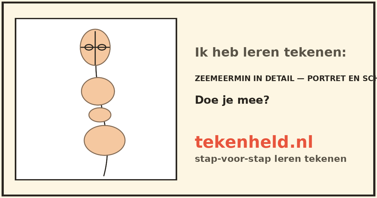 Voorbeeld: Zeemeermin in detail — portret en schubstaart tekenen in stappen