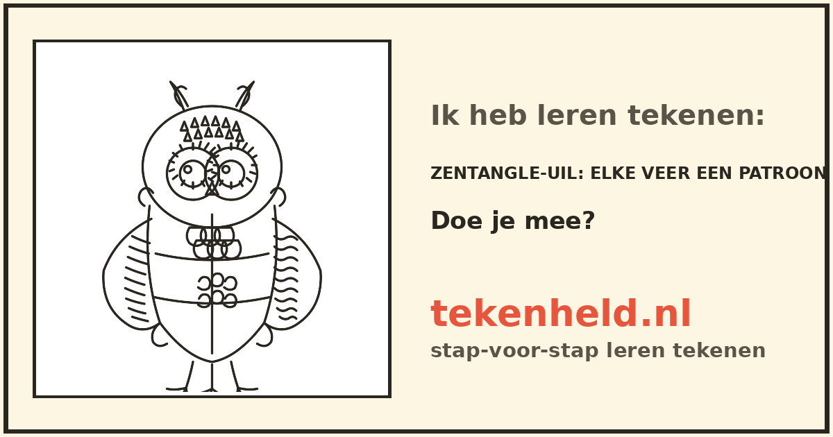 Voorbeeld: Zentangle-uil tekenen in stappen