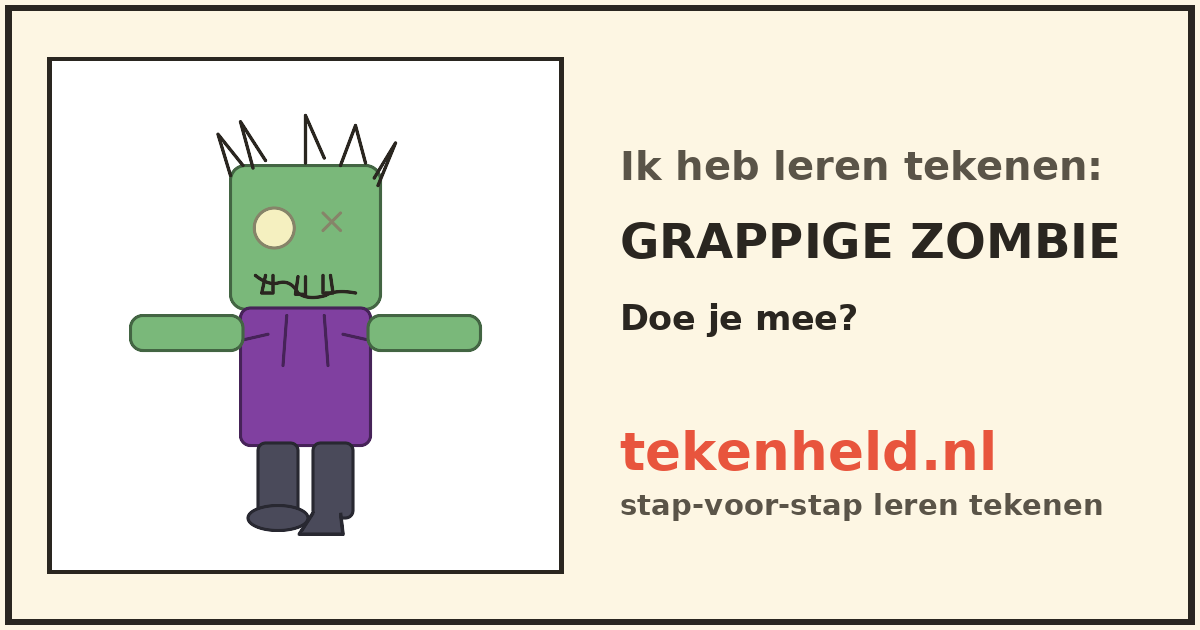 Voorbeeld: Grappige zombie tekenen in stappen