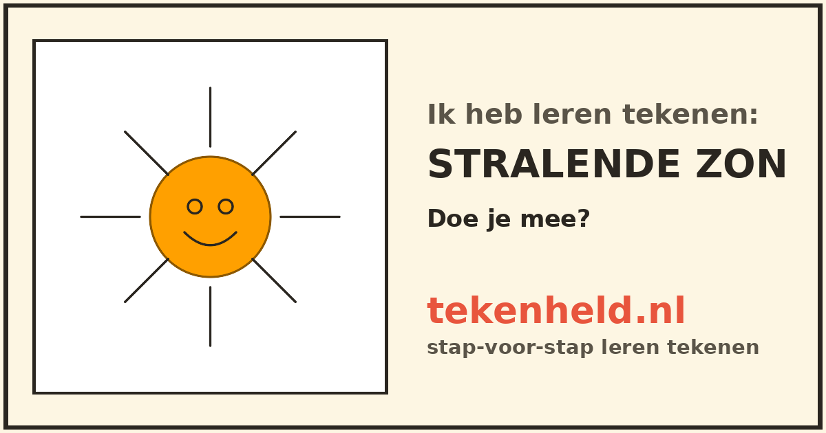 Voorbeeld: Stralende zon tekenen in stappen